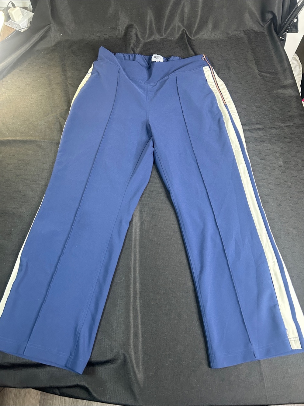 Women's see ROSE go Royal Blue Track Pants with Cream Side Stripe